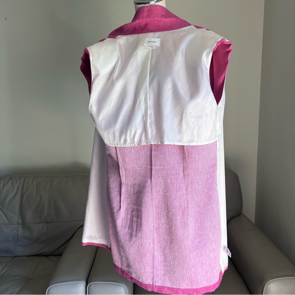 NEW R.G. Kane Harlow Jacket Dress Tuxedo FLAX Linen Cotton Sz L Fuchsia Pink - Picture 9 of 17